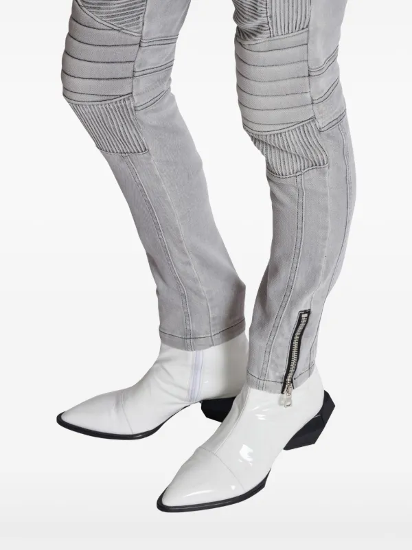 Balmain Biker mid-rise slim-fit Jeans Grey FARFETCH EG