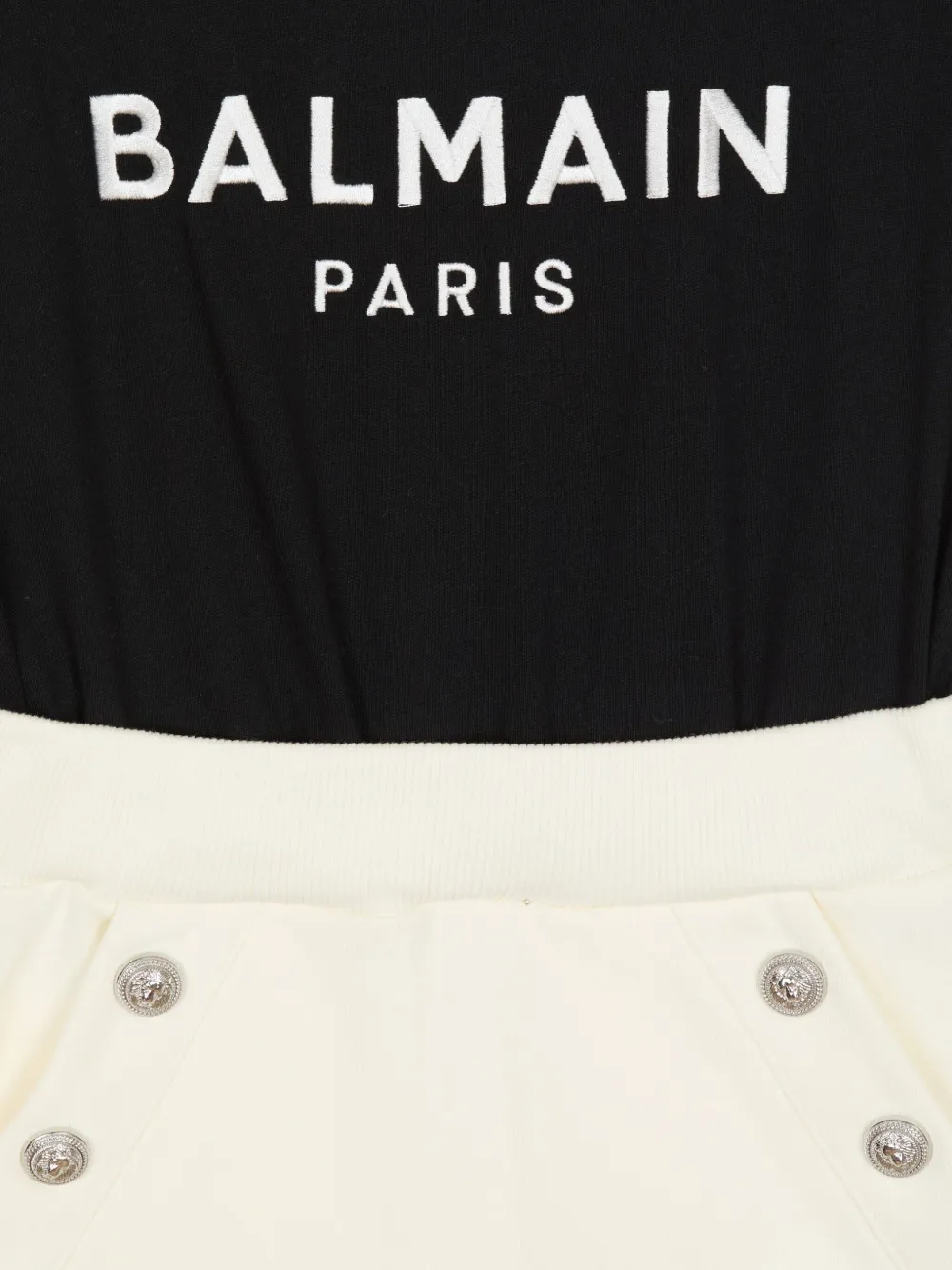 Balmain Kids Katoenen jurk met vlakken Zwart