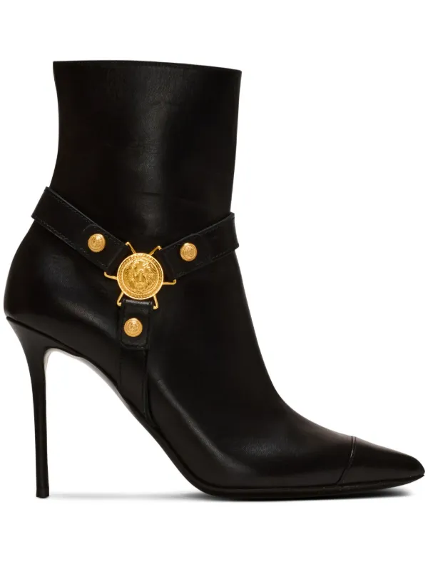 Balmain Eva 95mm Logo-plaque Ankle Boots in Black