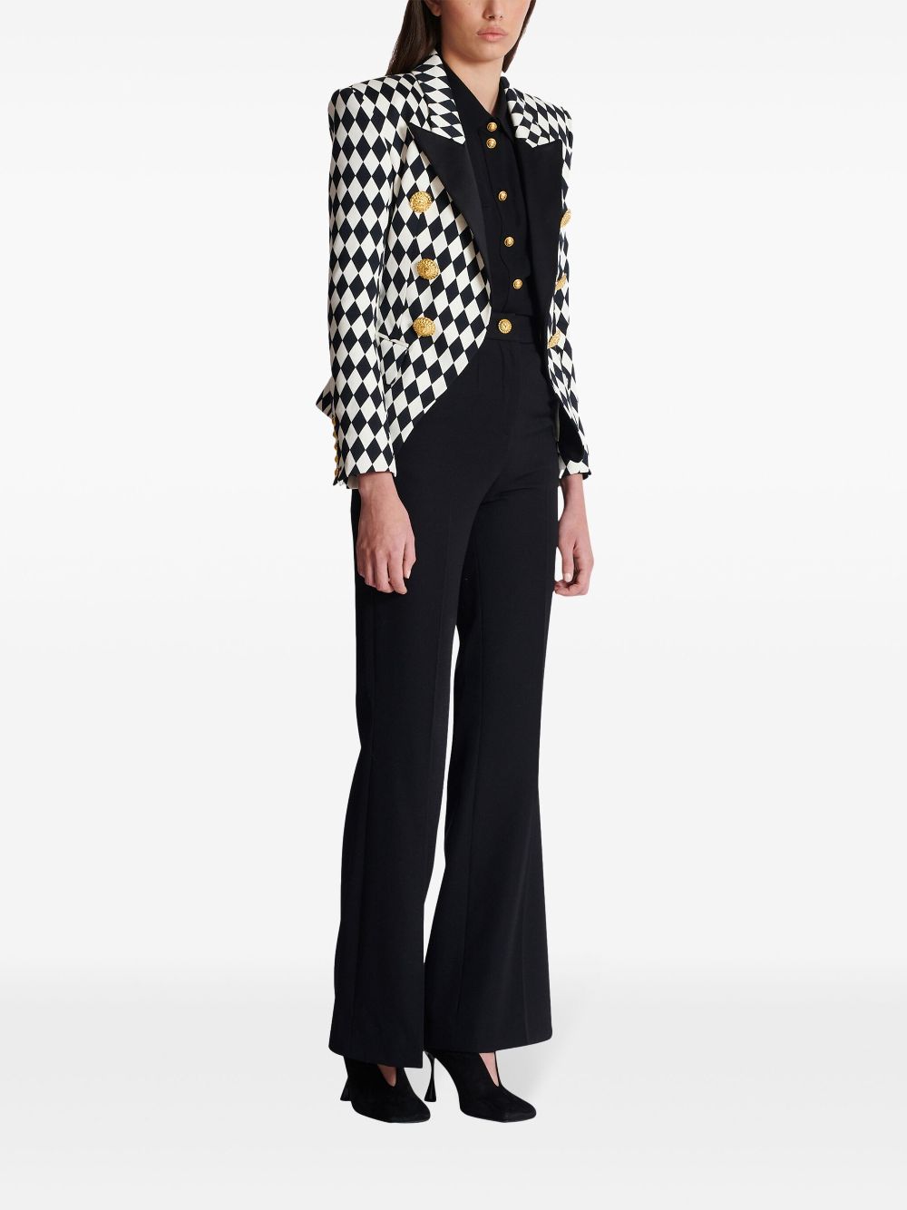 Balmain diamond-print peak-lapel blazer Women