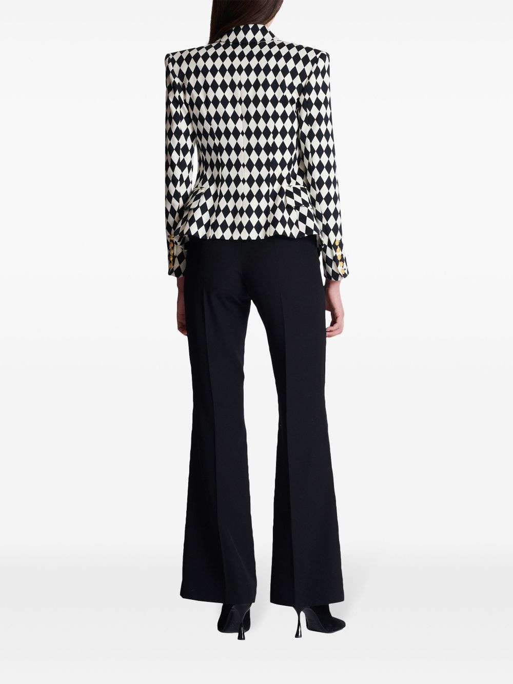 Balmain diamond-print peak-lapel blazer Women