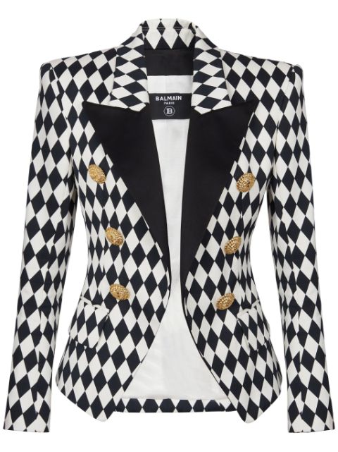 Balmain diamond-print peak-lapel blazer Women