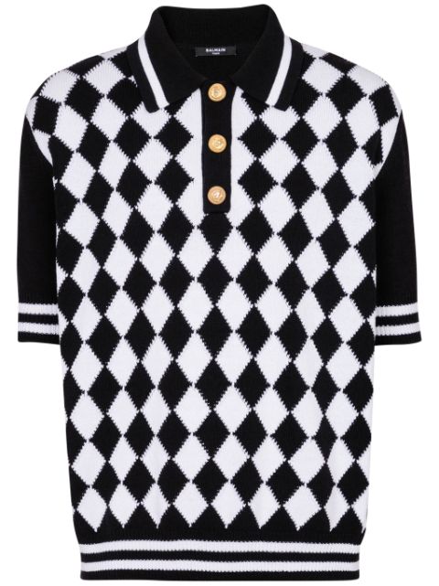 Balmain Diamond knitted polo shirt