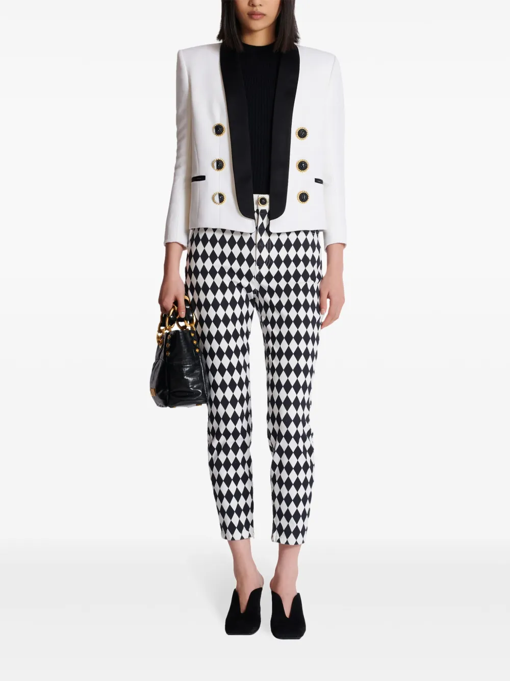 Balmain Top met logoplakkaat Zwart