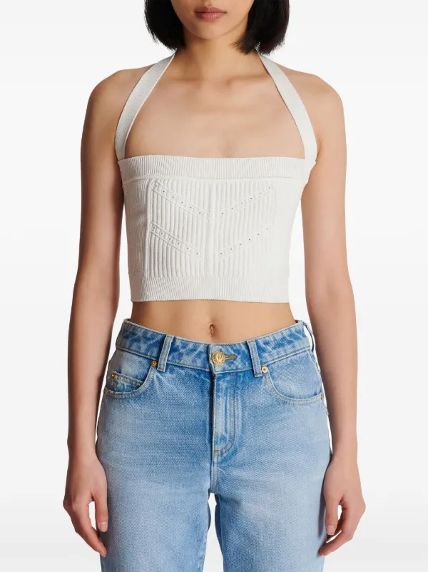 【送料&関税込】Balmain Halterneck Knit Cropped Top Balmain Halterneck Knit Cropped Top