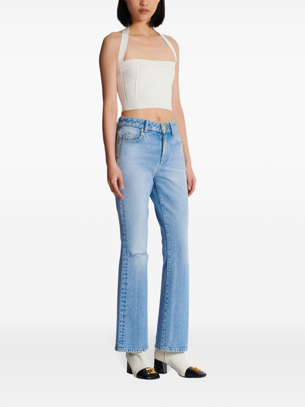 Cheap Balmain knitted halterneck crop top Women