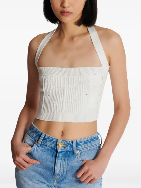 【送料&関税込】Balmain Halterneck Knit Cropped Top Balmain Halterneck Knit Cropped Top | italist
