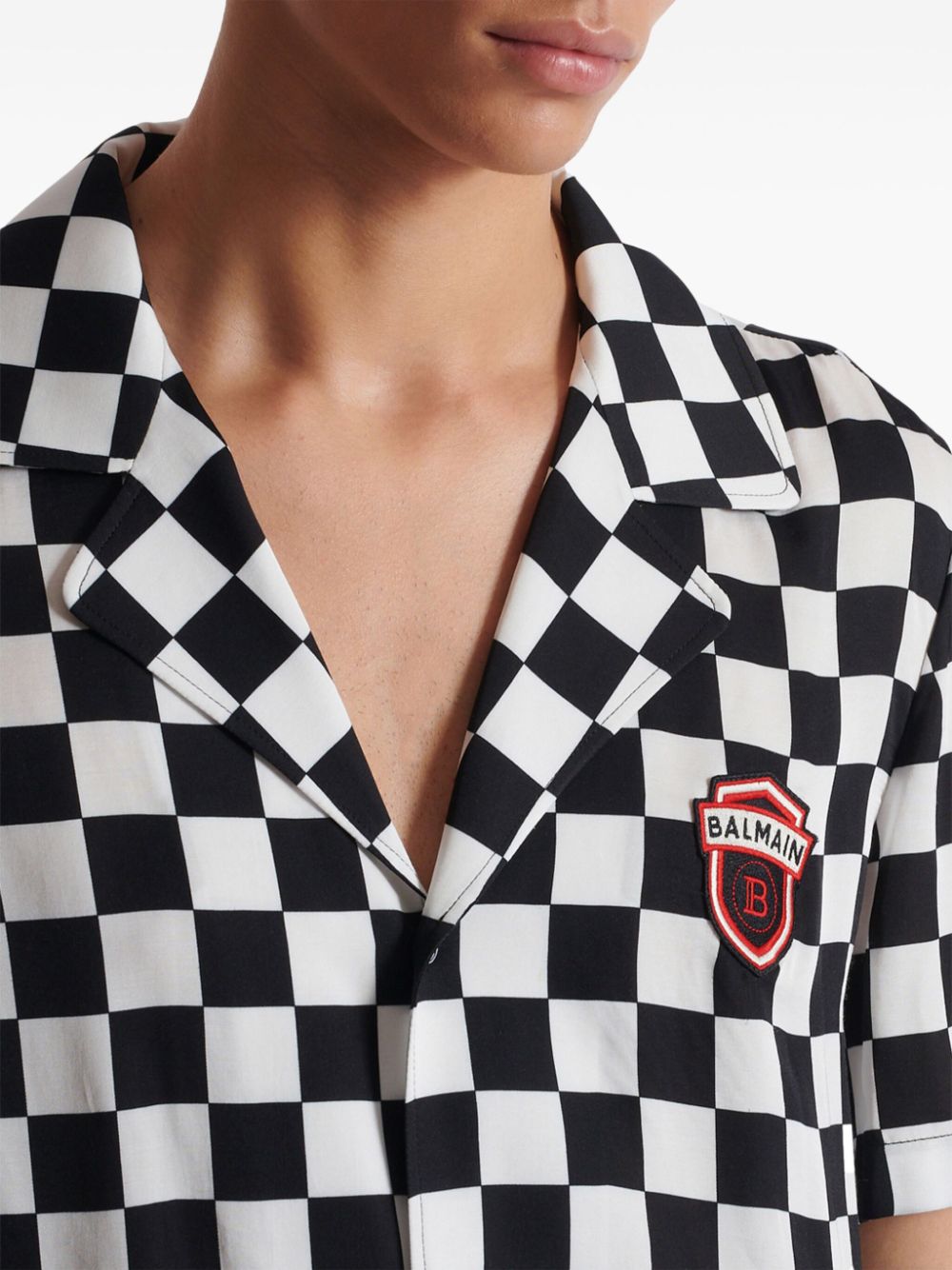 Balmain Balmain Racing checked satin shirt Men