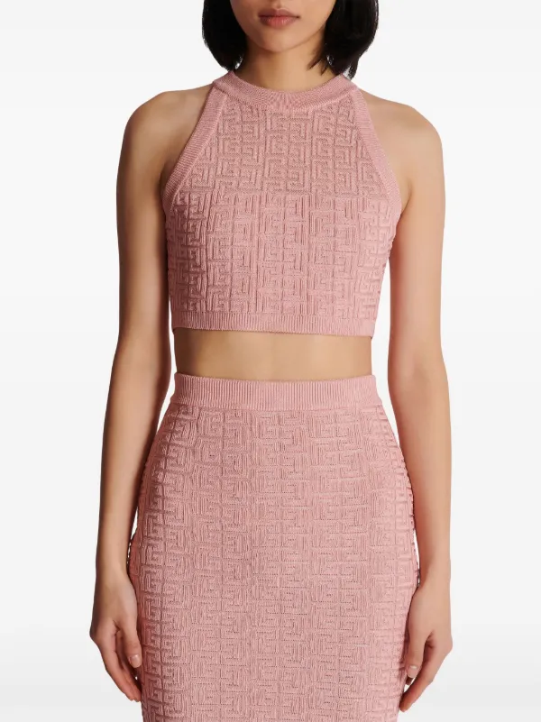 Balmain PBモノグラム ニットトップ | ピンク | FARFETCH JP