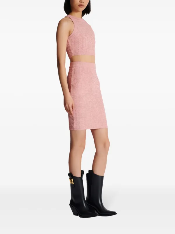 Balmain PBモノグラム ニットトップ | ピンク | FARFETCH JP