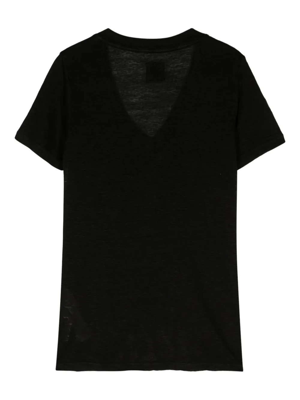 120% Lino T-shirt met V-hals - Zwart