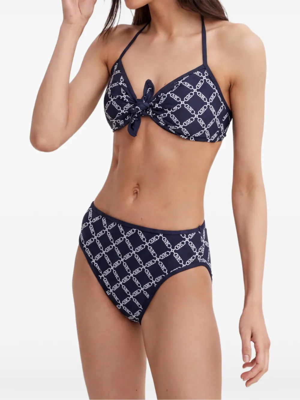 Michael Kors zebra-pattern ring-detail bikini top Wit