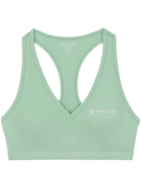 Sporty & Rich Runner Script V-neck sports bra