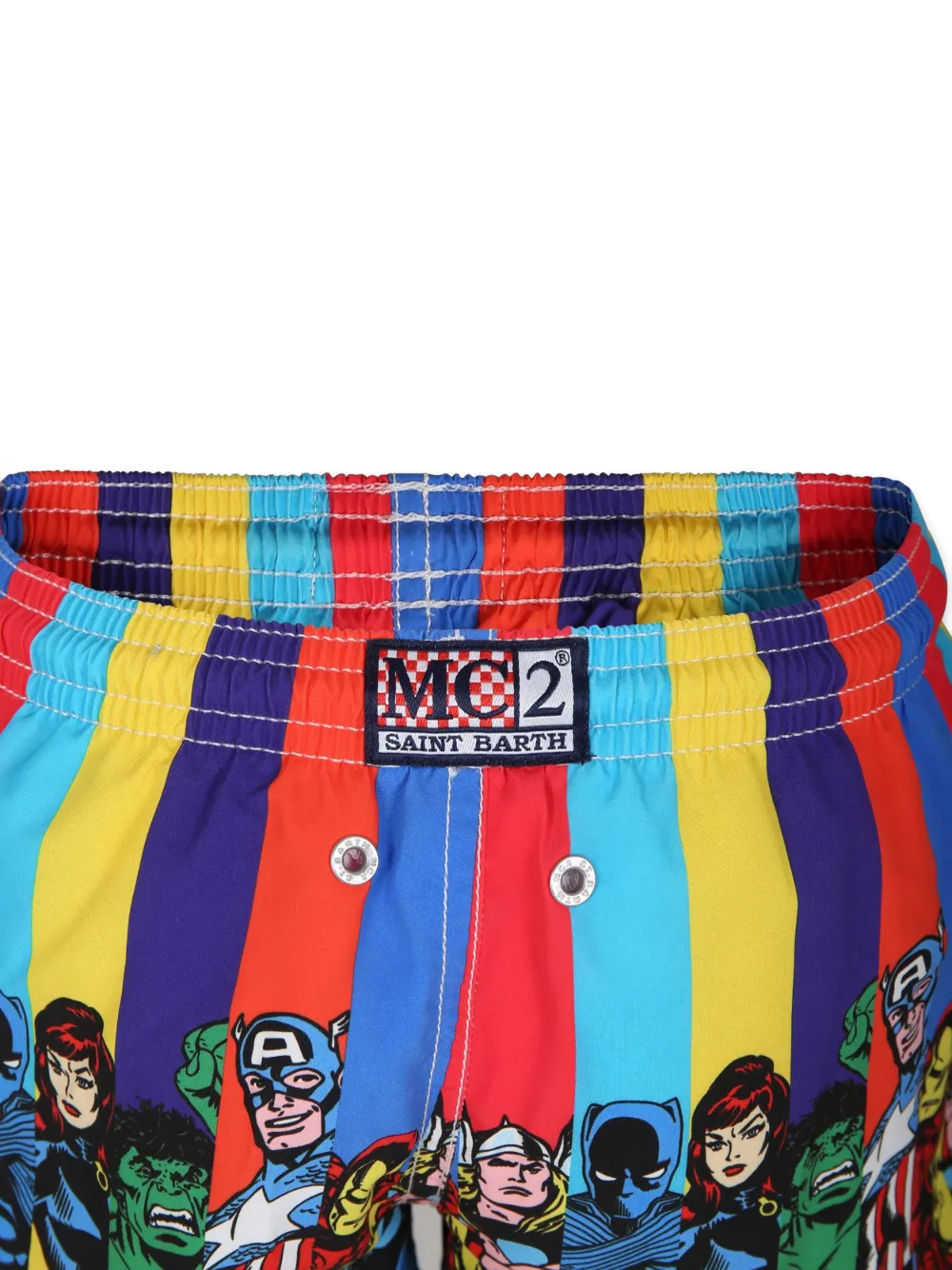 MC2 Saint Barth Kids x Avengers gestreepte zwembroek Blauw