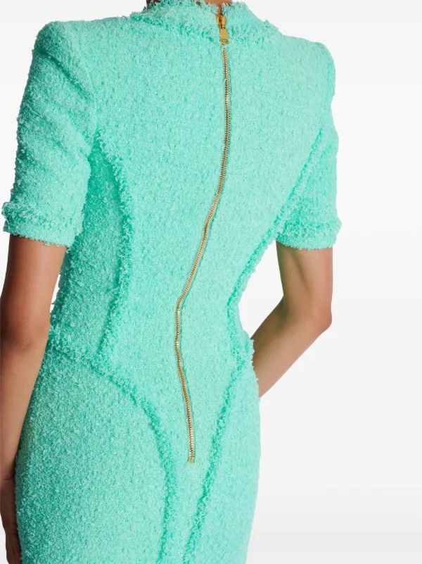 Balmain button-embellished Tweed Minidress | Blue | FARFETCH