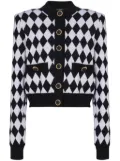 Balmain diamond-intarsia wool cardigan - White