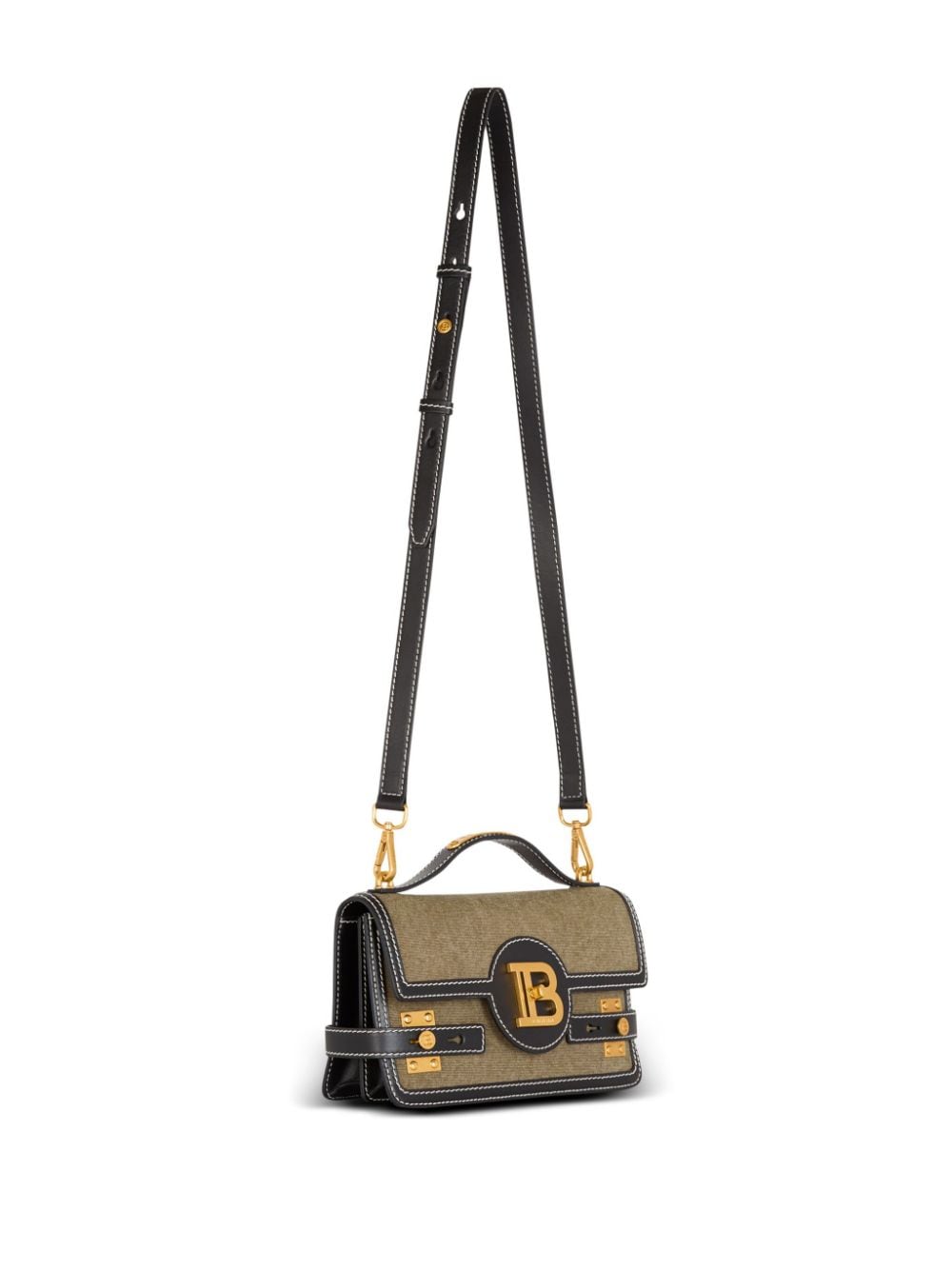 Shop Balmain B-buzz 24 Canvas Shoulder Bag In Green