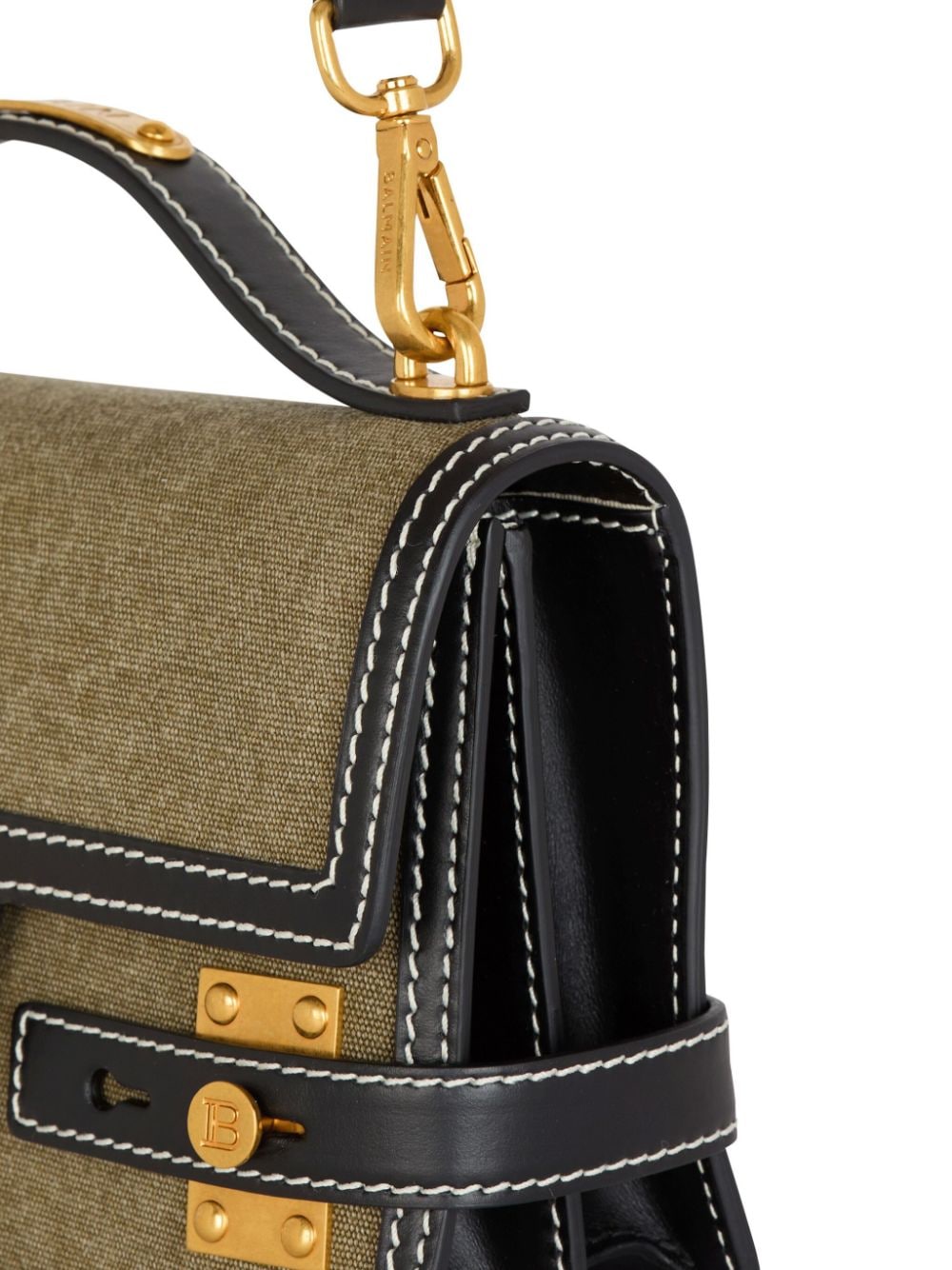 Shop Balmain B-buzz 24 Canvas Shoulder Bag In Green