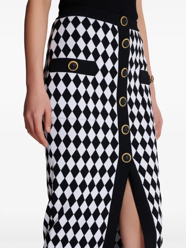 スカート Balmain Gonna Midi A Rombi Con Bottoni Balmain Gonna Midi a Rombi | Bianco | FARFETCH IT
