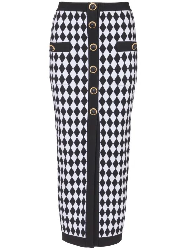スカート Balmain Gonna Midi A Rombi Con Bottoni Balmain Gonna Midi a Rombi | Bianco | FARFETCH IT