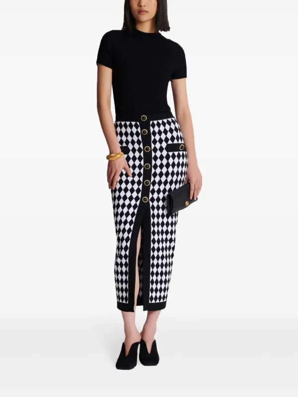 スカート Balmain Gonna Midi A Rombi Con Bottoni Balmain Gonna Midi a Rombi | Bianco | FARFETCH IT