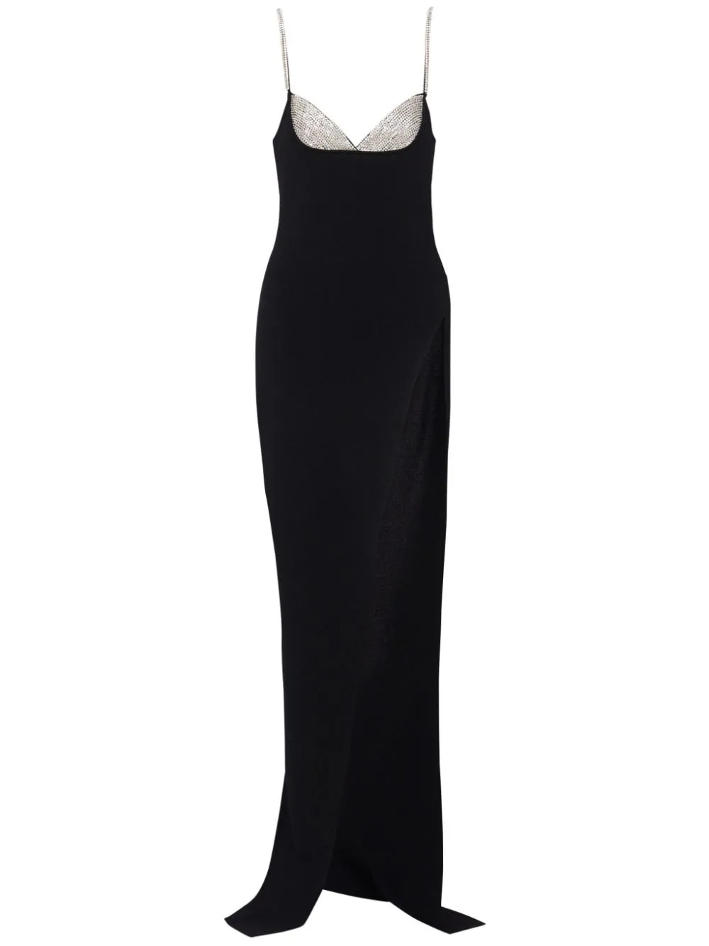 Balmain Crystal-embellished Knitted Gown In Black