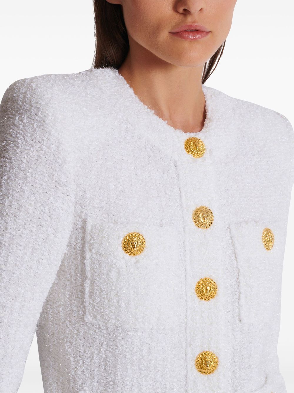 Balmain Miami logo-buttons tweed jacket Women