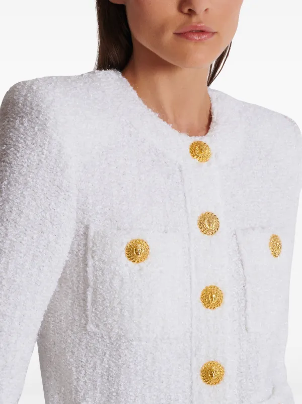 Balmain Miami logo-buttons Tweed Jacket | White | FARFETCH