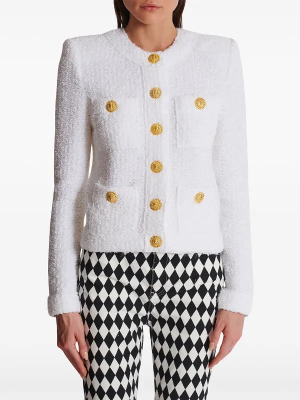 ジャケット BALMAIN FW24 Vichy tweed short jacket (DF0SK248KH66 EAB) Balmain Vichy Tweed Short Jacket | italist