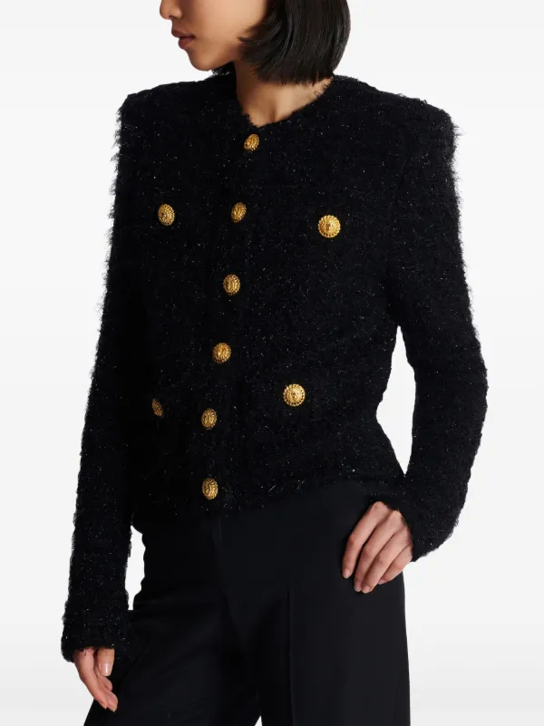 Balmain button-fastening Tweed Jacket | Black | FARFETCH