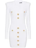 Balmain button-embellished knitted minidress - White