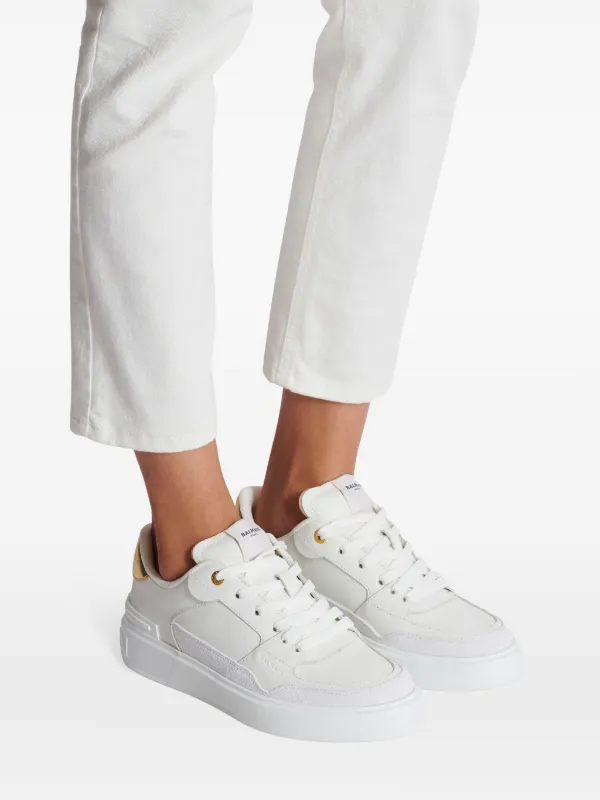 Balmain B-Court Flip Leather Sneakers | White | FARFETCH