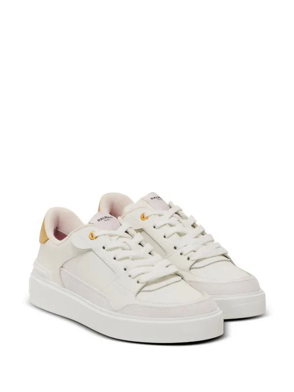 Balmain B-Court Flip Leather Sneakers | White | FARFETCH