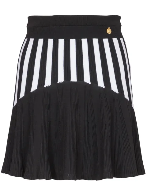 Balmain ribbed-knit pleated skirt