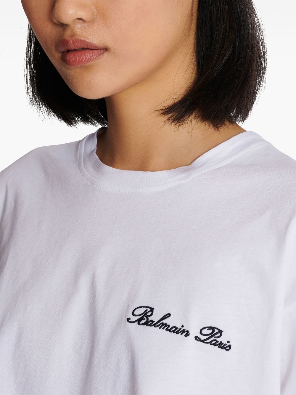 Affordable Balmain logo-embroidered cotton T-shirt Women