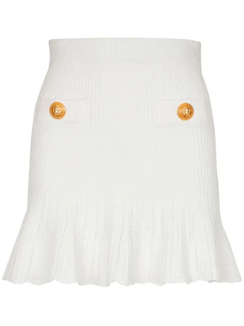 Balmain peplum-hem knitted mini skirt