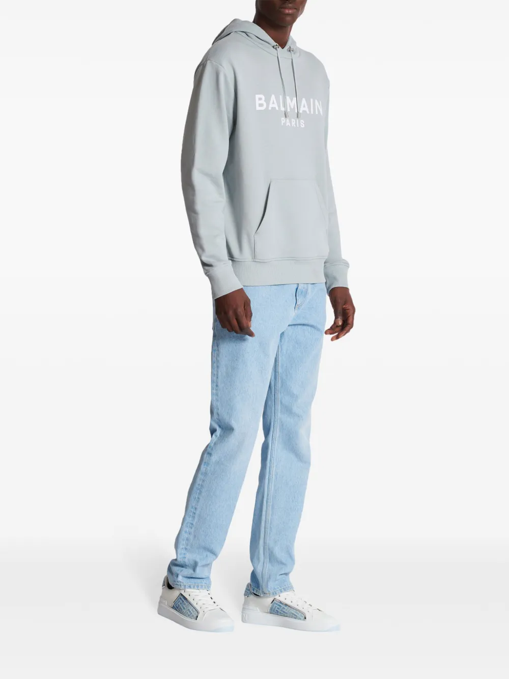 Balmain Hoodie met logoprint Grijs
