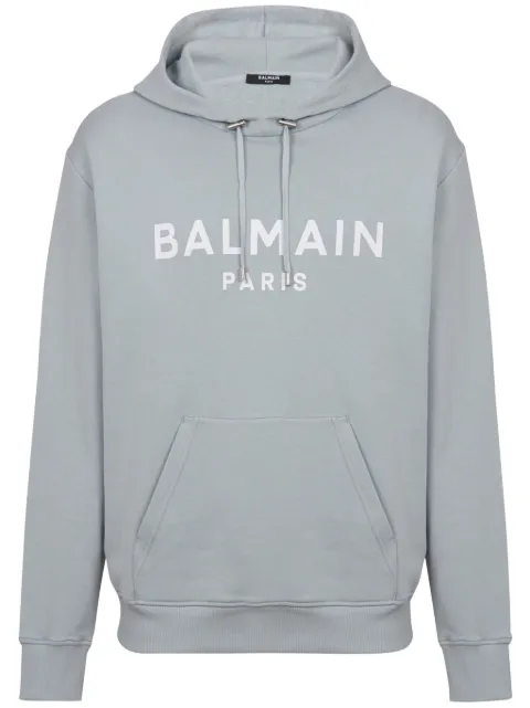 Balmain logo-print cotton hoodie Men