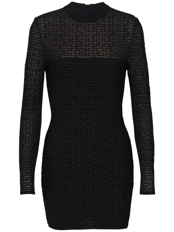 ワンピース BALMAIN DRESS (DF1R8029KG96) PB Labyrinth knit dress black black - Women | BALMAIN