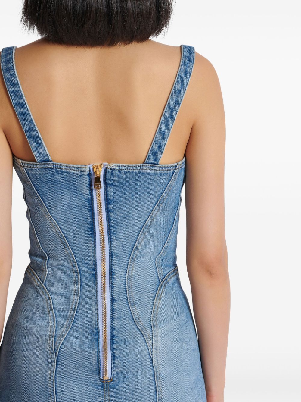 Balmain button-embellished denim minidress Women