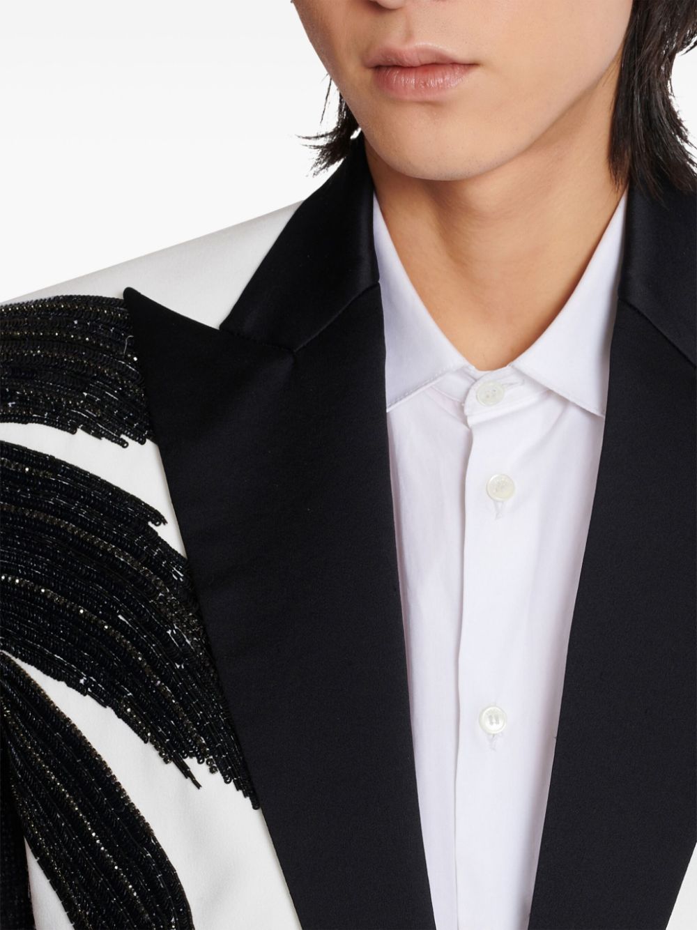 Balmain sequin-design single-breasted blazer Men