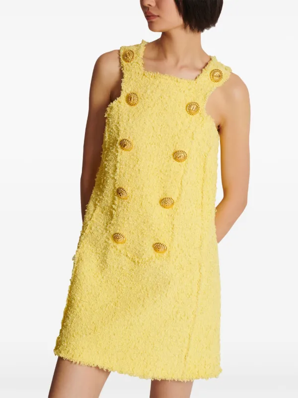 Balmain button-embellished Tweed Minidress | Yellow | FARFETCH