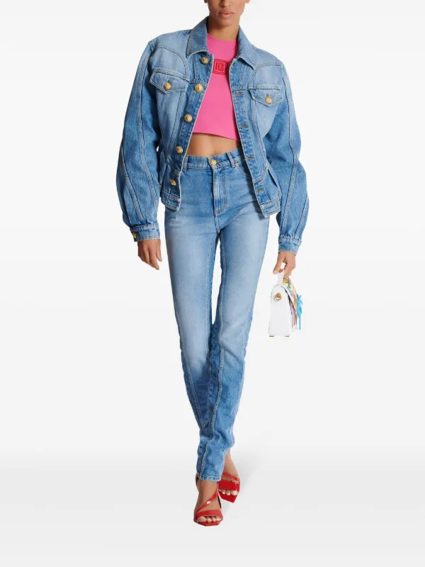 Balmain logo-embroidered Cropped Tank Top | Pink | FARFETCH