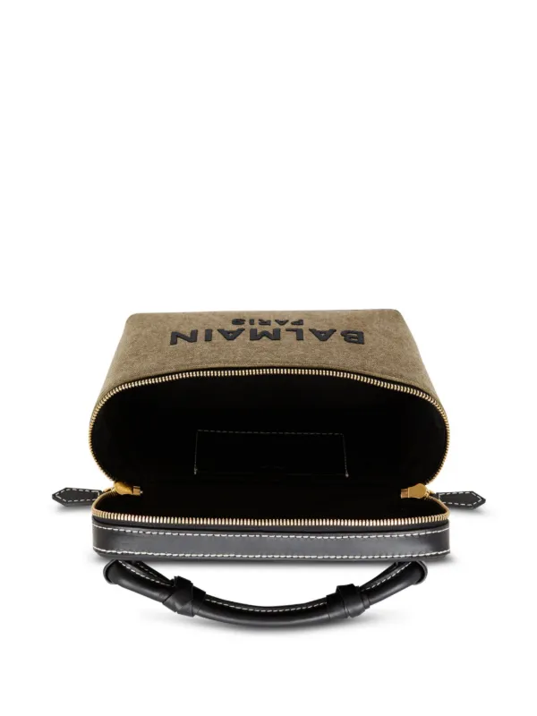 Balmain B-Army Panelled Makeup Bag | Green | FARFETCH