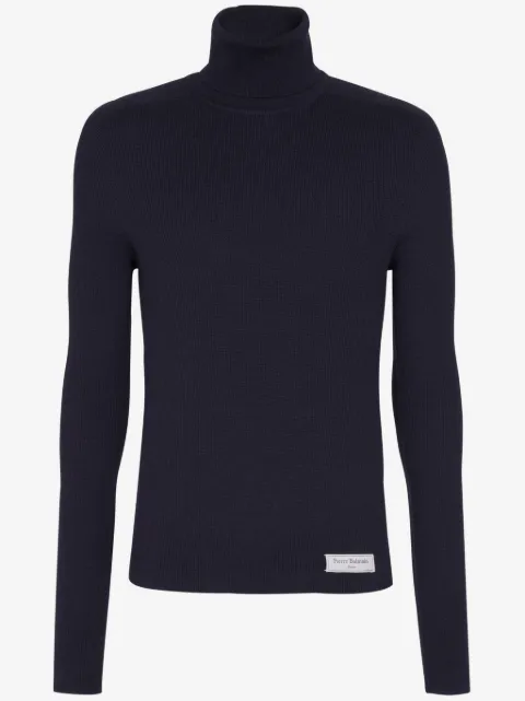 Balmain logo-tag merino-wool jumper