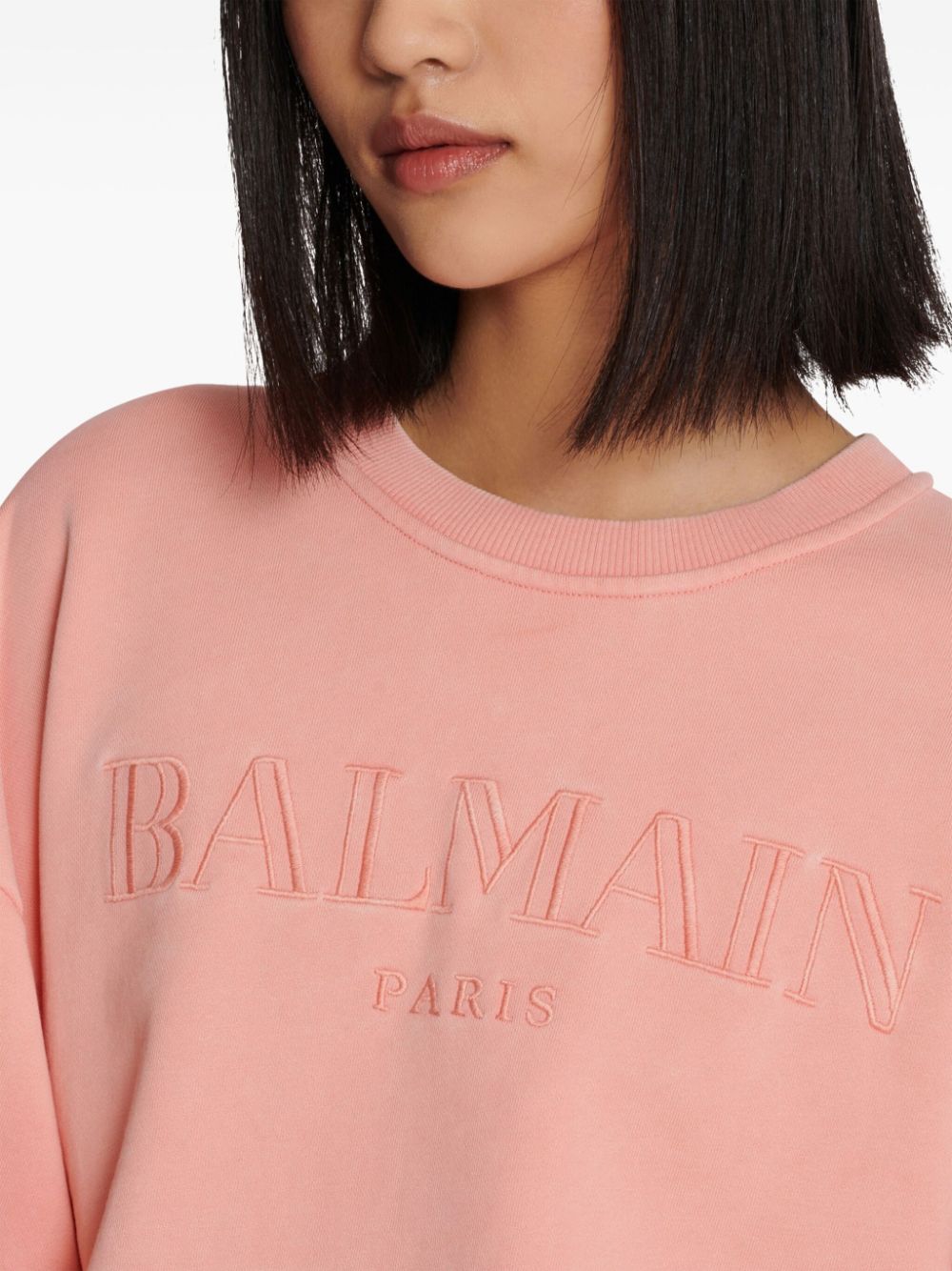 Balmain logo-embroidered cotton sweatshirt Women