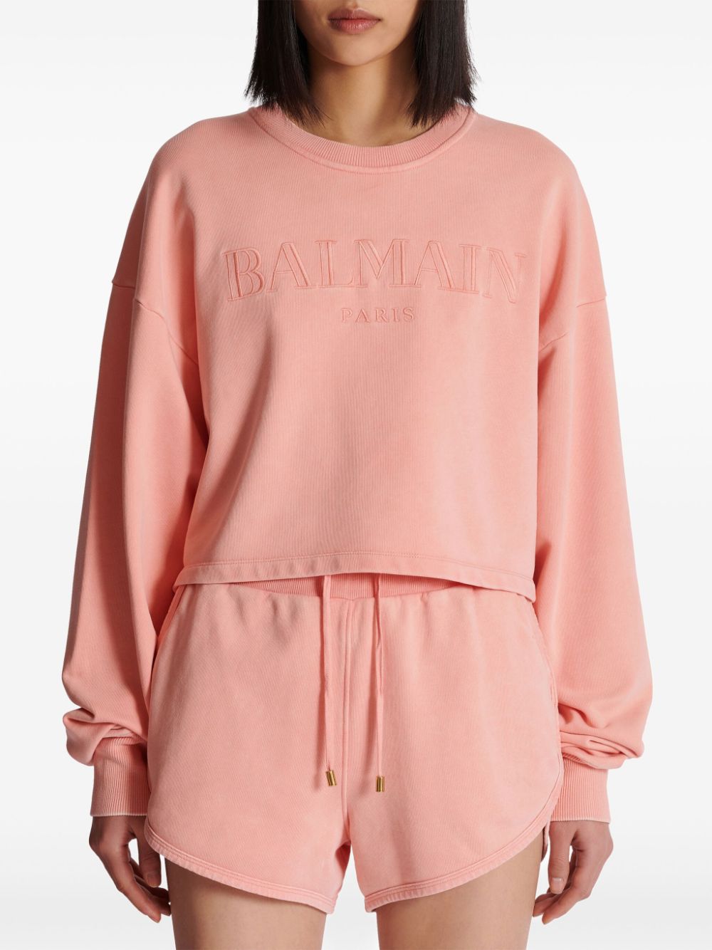 Balmain logo-embroidered cotton sweatshirt Women