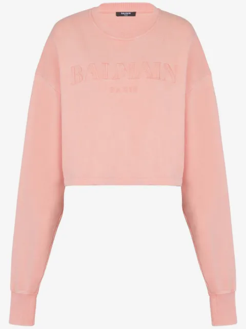 Balmain logo-embroidered cotton sweatshirt
