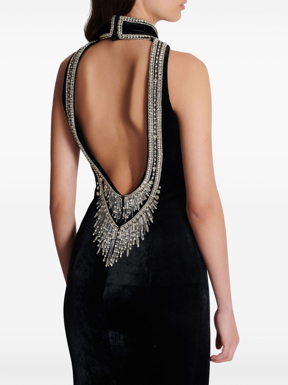 Balmain crystal-embellished velvet gown Women