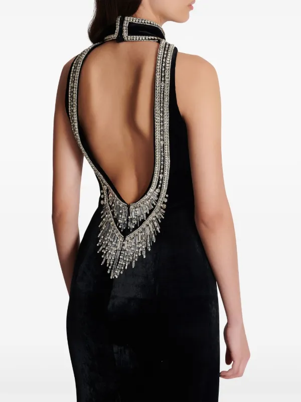 Balmain crystal-embellished Velvet Gown | Black | FARFETCH